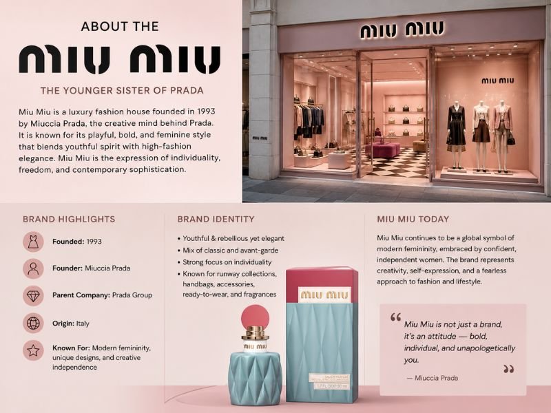 Miu Miu Perfume (2026) fashion brand showcasing elegant perfume collection and premium Italian design