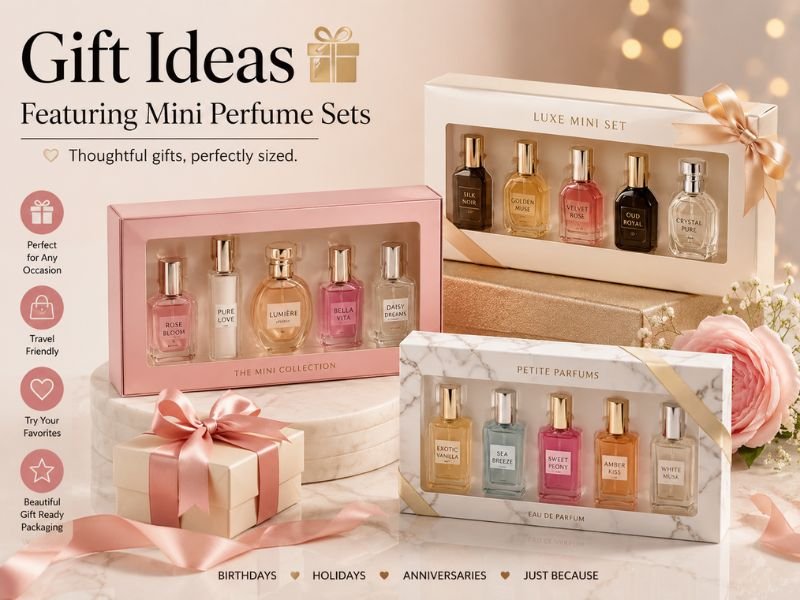 Elegant Mini Perfume Set gift box ideal for birthdays holidays and special occasions
