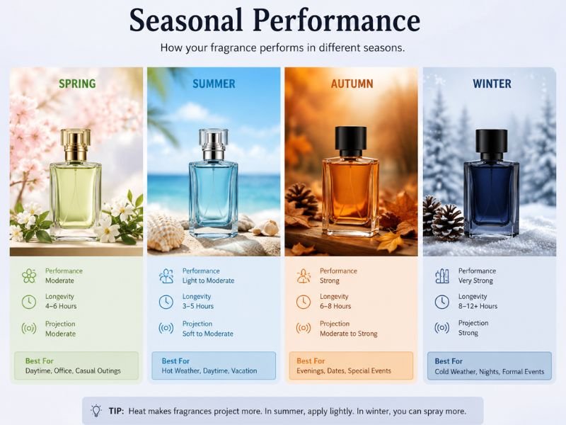 Best seasons to wear gourmand perfume in spring summer fall and winter