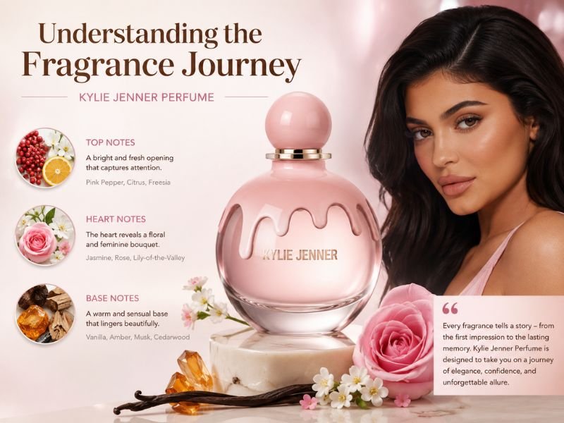 Kylie Jenner Perfume fragrance notes pyramid showing top heart and base notes Kylie Jenner Perfume (2026)