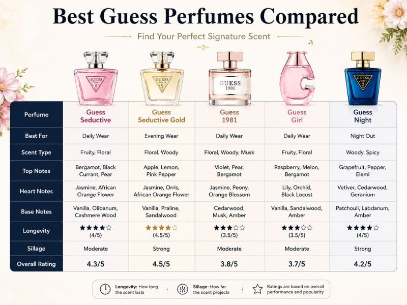 Best Guess Perfume comparison of popular fragrances for men and women