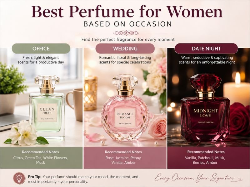 Best perfume for women based on occasion including office wedding and date night