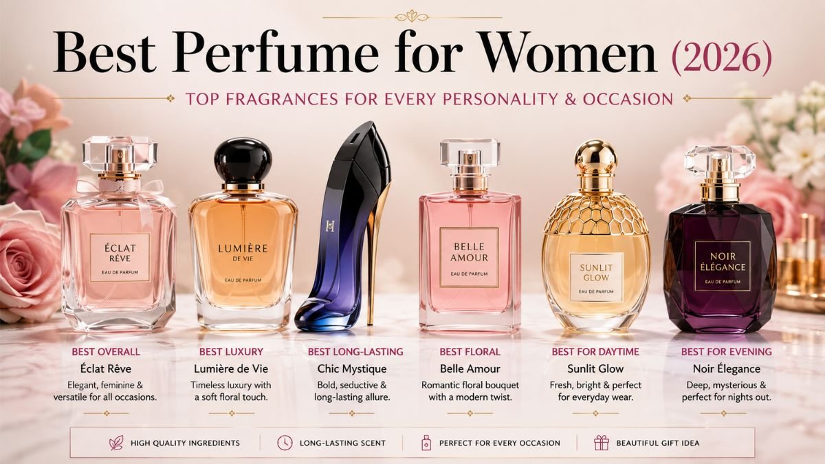 Best Perfume for Women 2026 featuring luxury long-lasting women's fragrances