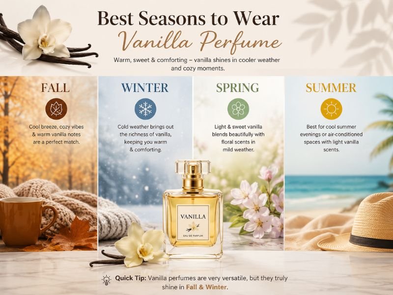 Best Seasons to Wear Vanilla Perfume for Women in Spring, Summer, Autumn, and Winter