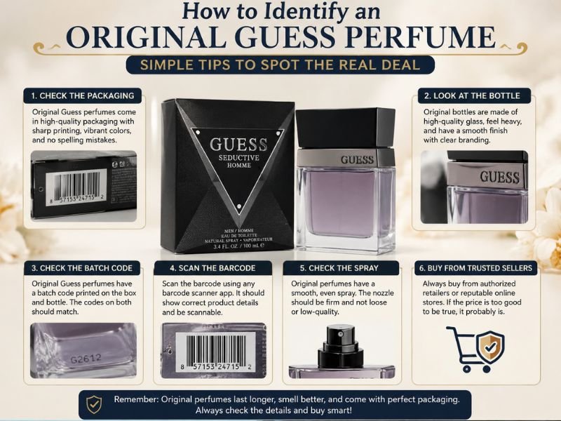 How to identify an original Guess Perfume by checking packaging and batch code