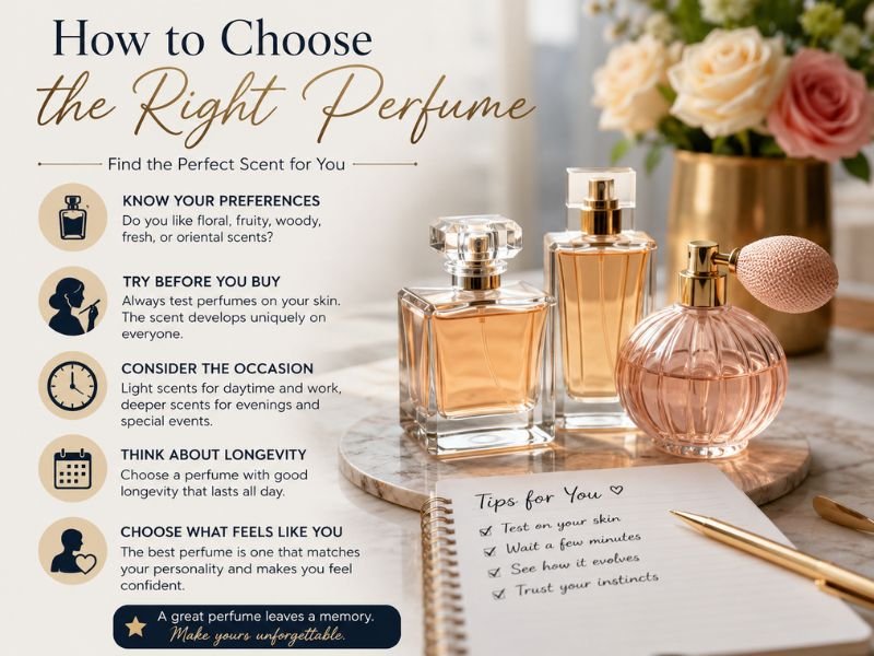 Woman testing luxury perfume to choose the best smelling perfume for women