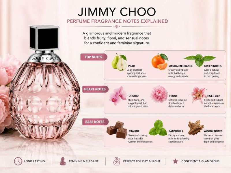 Jimmy Choo Perfume Fragrance notes explained with top heart and base notes