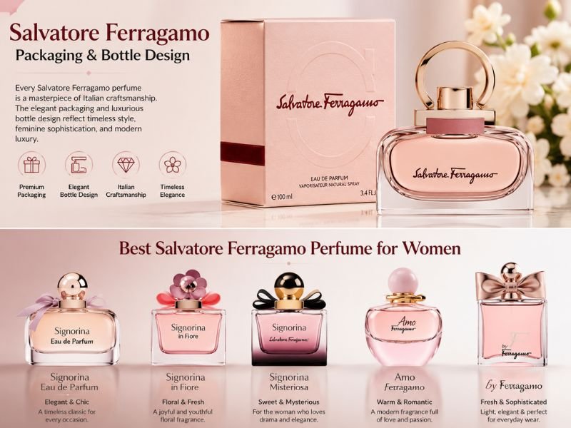 Salvatore Ferragamo perfume bottle design and luxury packaging