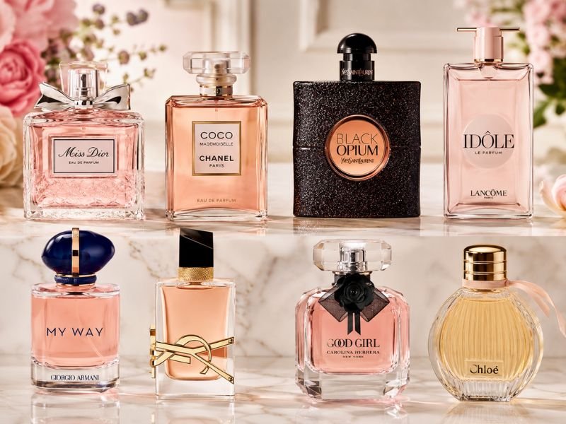 Top 8 best perfumes for women in 2026 with luxury fragrance bottles