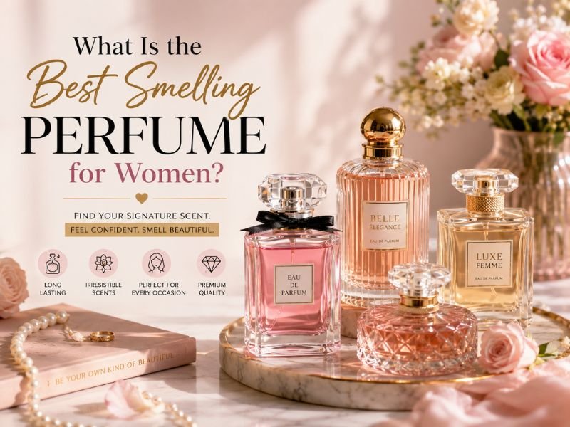 Elegant women's perfume bottles with floral and fruity fragrance notes