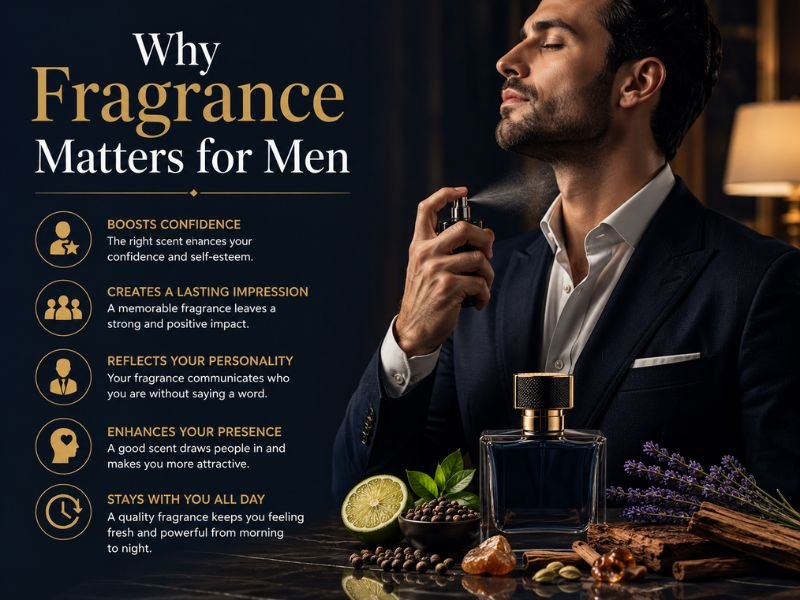   Best Perfume for Men (2026) Man applying perfume before work showing confidence and personal style