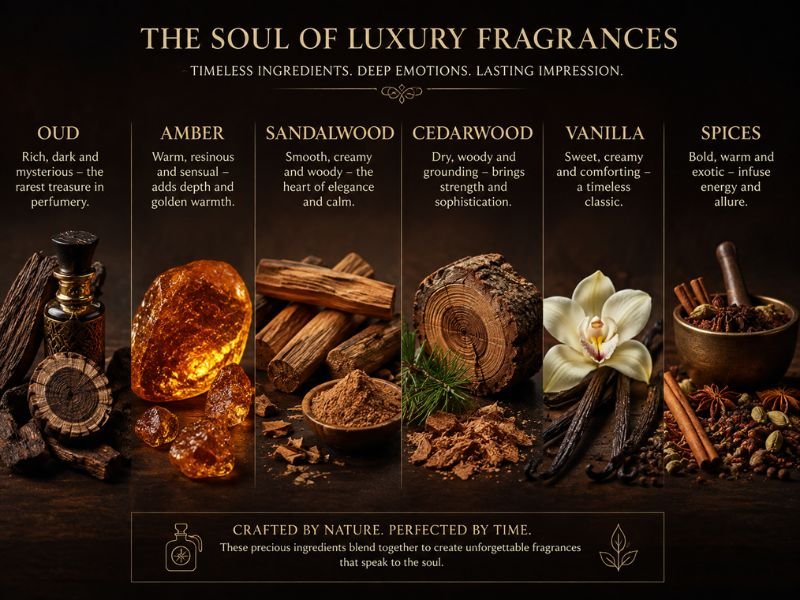 fragrance notes used in luxurious men's perfume