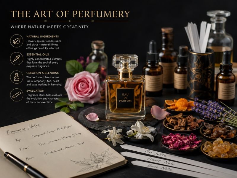 Essential oils used as perfume ingredients