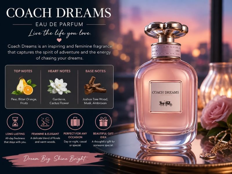Coach Dreams Perfume longevity and sillage fragrance presentation