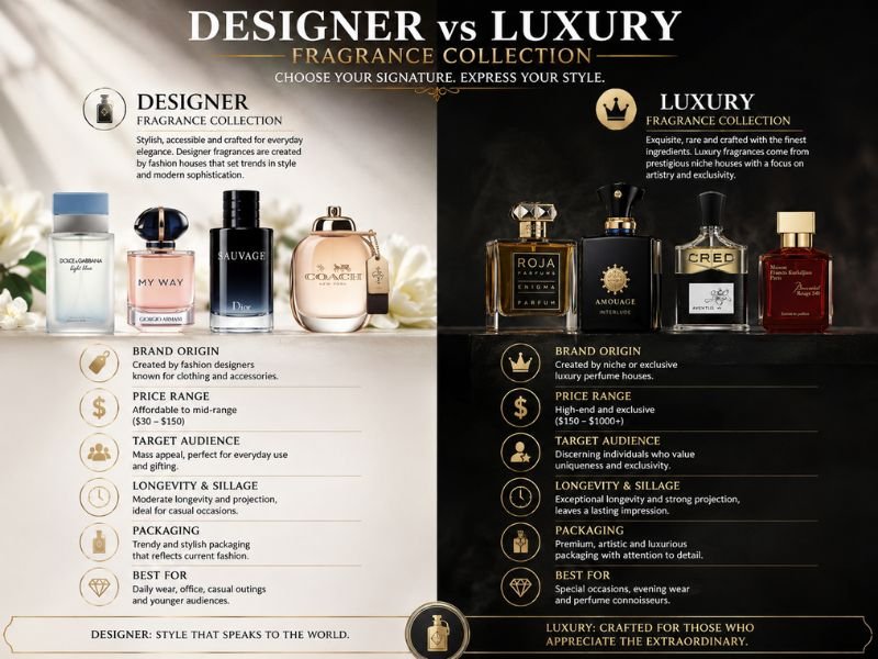 Designer vs luxury perfume brands for men comparison