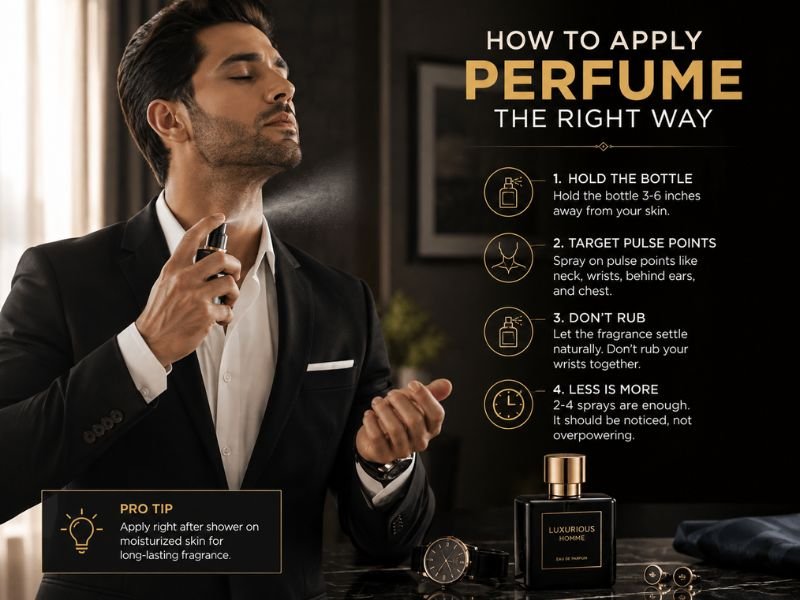 how to apply luxurious men perfume properly
