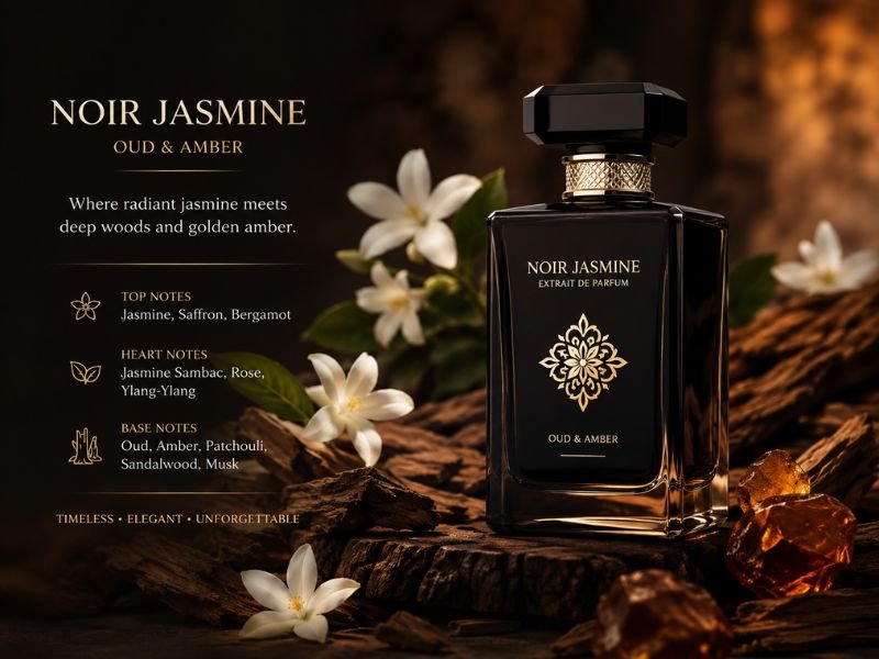 Jasmine perfumes for men with woody amber and floral fragrance notes