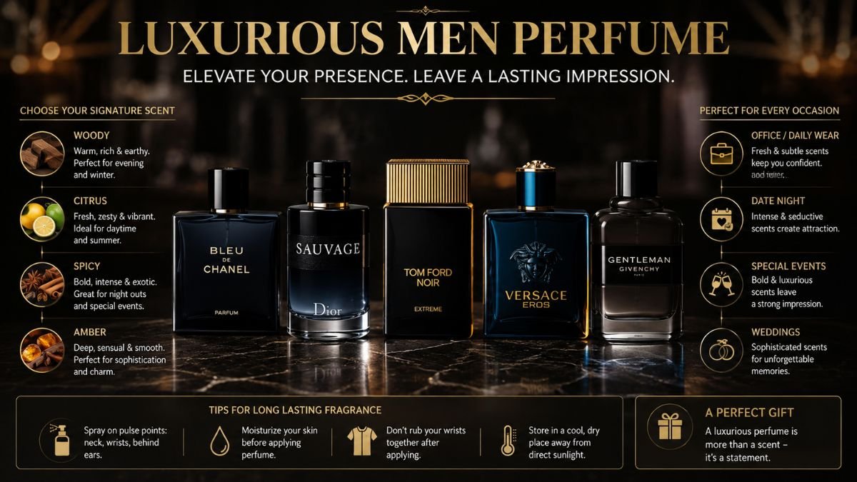 luxurious men perfume in an elegant luxury bottles