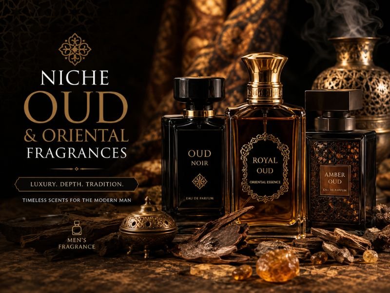 luxury oud based oriental fragrance bottle with agarwood