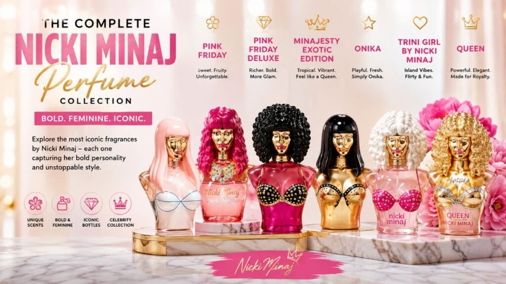 Nicki Minaj Perfume collection featuring popular fragrances