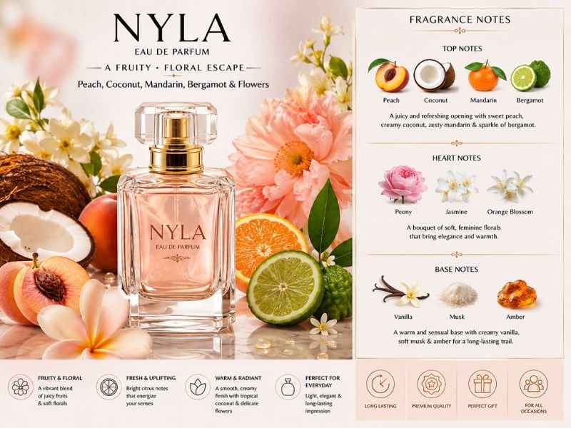 Nyla Perfume fragrance profile with fruity floral and tropical notes