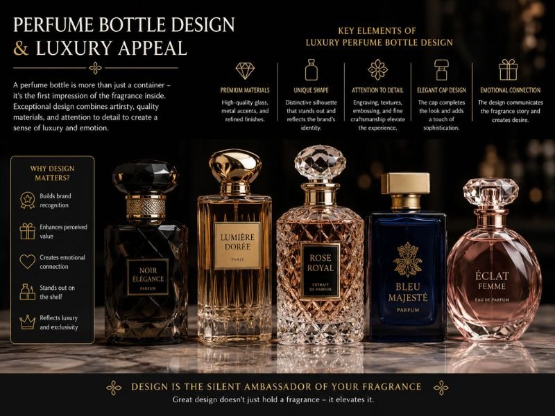 Luxury perfume bottle with premium glass and decorative design