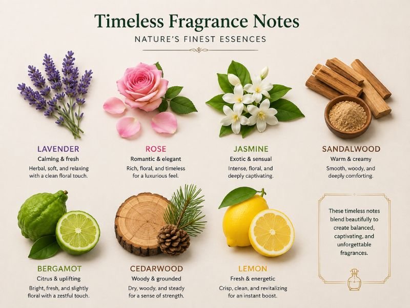 Popular essential oils used in perfume