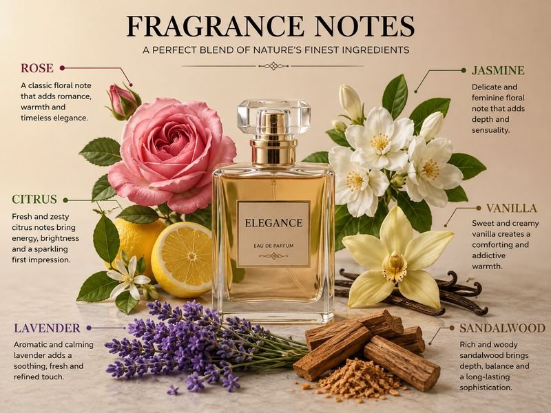 Popular fragrance notes in Perfume de Mujer