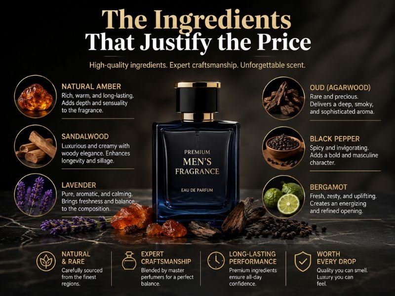 premium fragrance ingredients oud saffron and citrus for luxury cologne