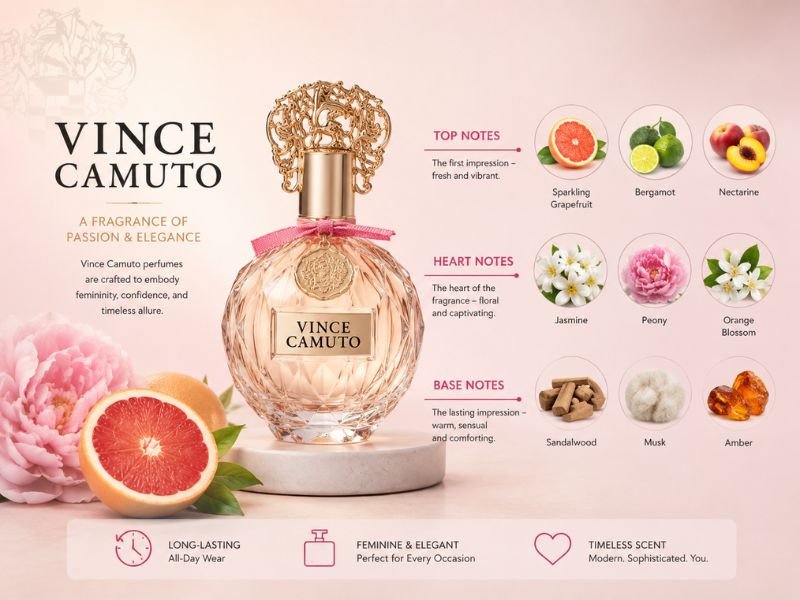 Vince Camuto perfume top heart and base notes
