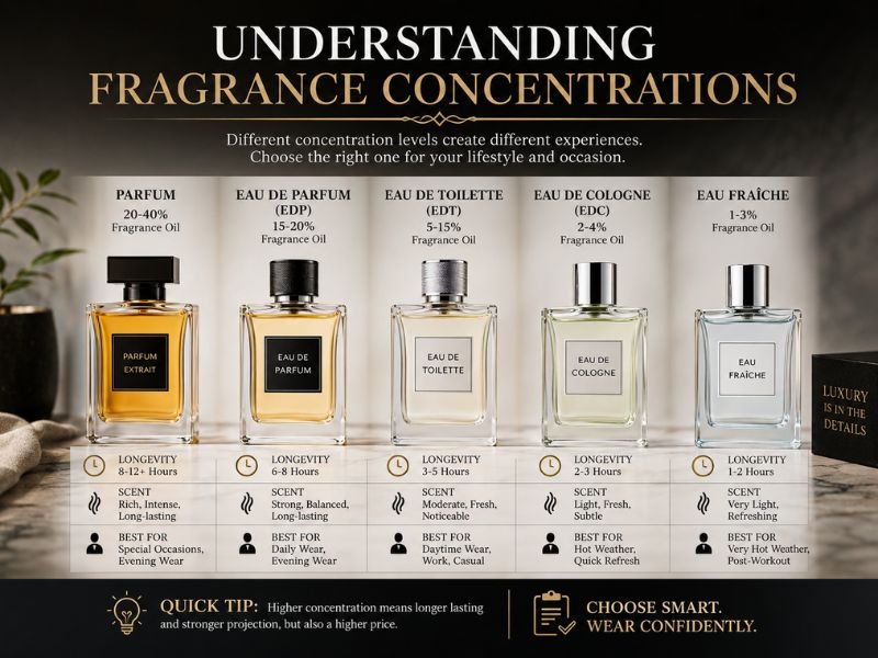 eau de parfum and eau de toilette concentration bottles for men