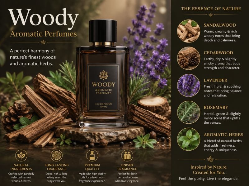 Woody Aromatic Perfumes fragrance family with woody and aromatic notes