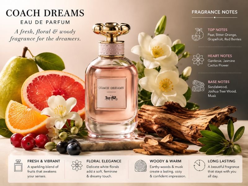 Coach Dreams Perfume fruity floral scent with woody notes