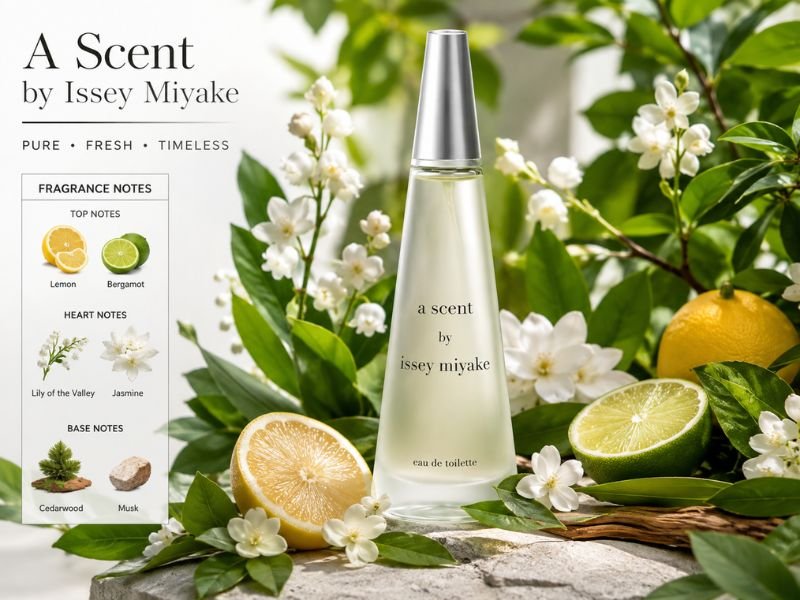 Fresh green citrus floral scent profile of A Scent by Issey Miyake