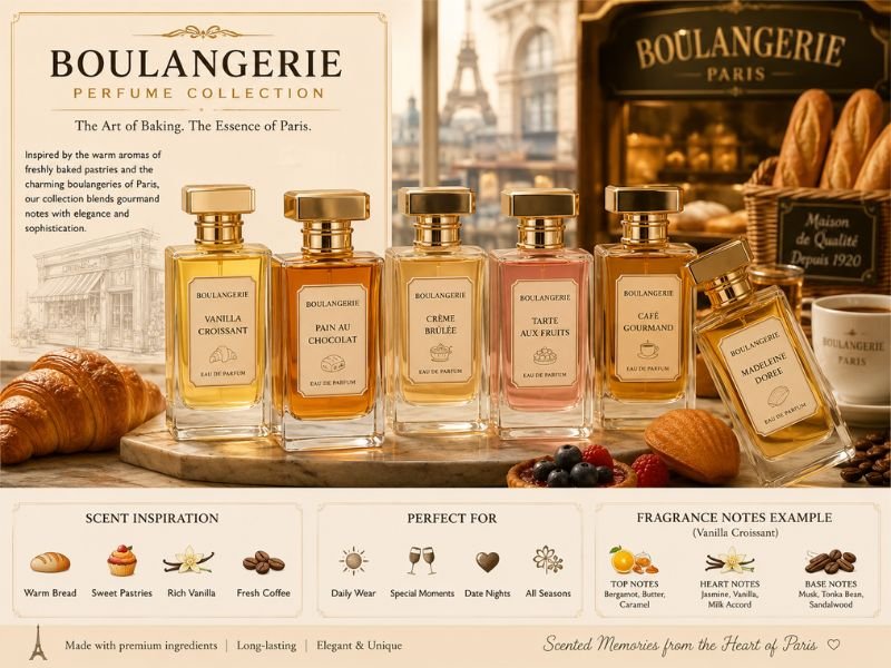 Boulangerie Perfume collection with gourmand fragrances