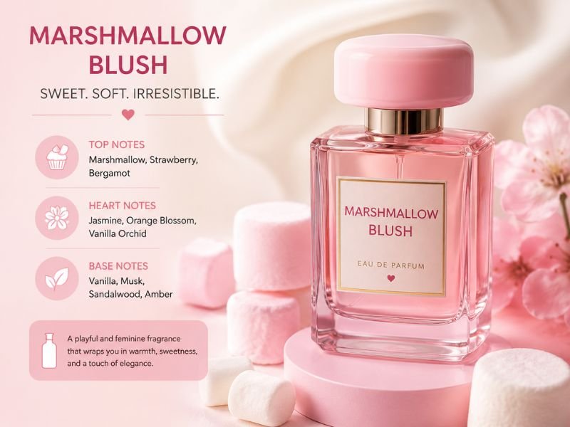 Paris Corner Marshmallow Blush Perfume in a pink setting
