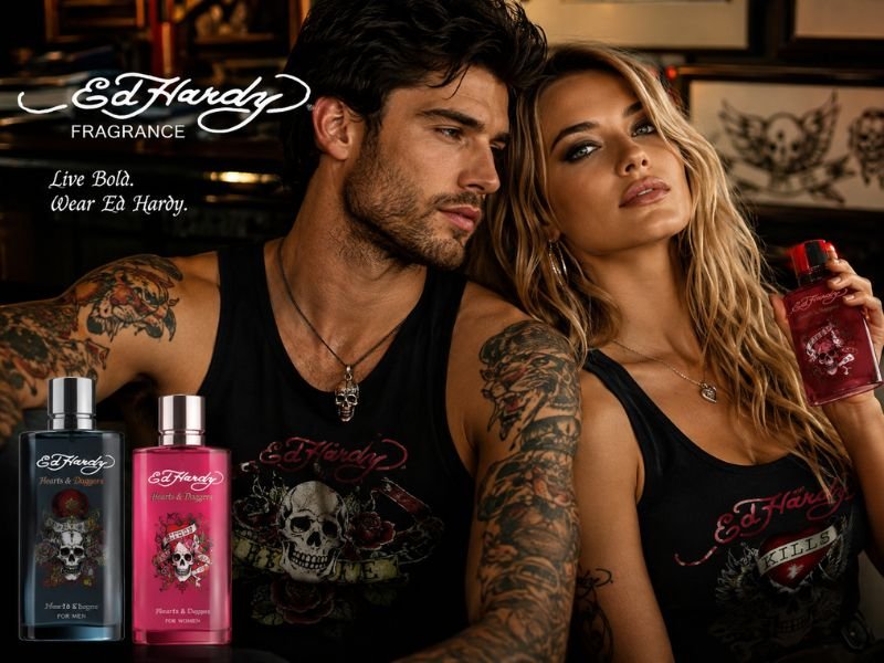 Man and woman wearing Ed Hardy Perfume for everyday style