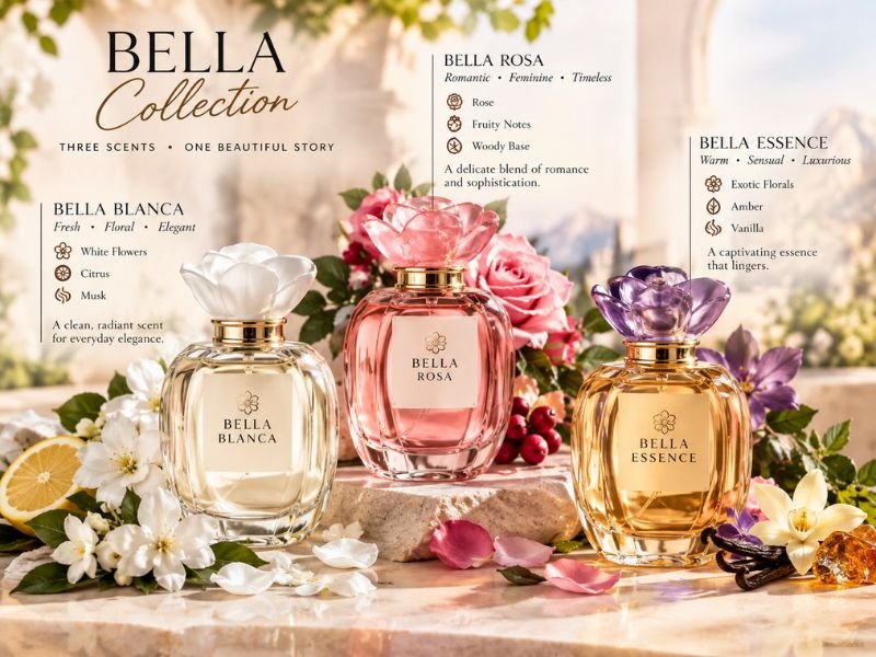 Oscar de la Renta Bella perfume collection featuring elegant floral fragrances