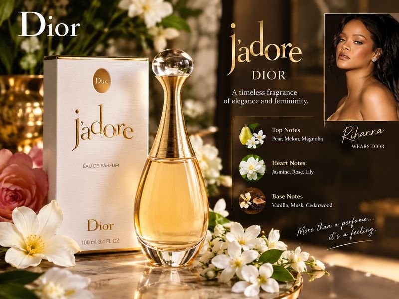 Dior J'adore perfume associated with Rihanna