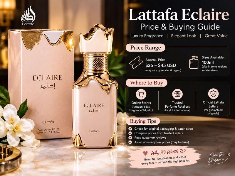 Lattafa Eclaire perfume bottle and box buying guide
