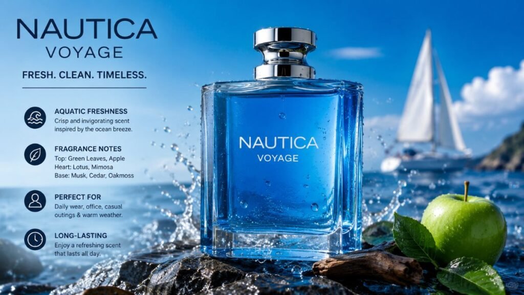 Nautica Voyage fresh aquatic fragrance bottle