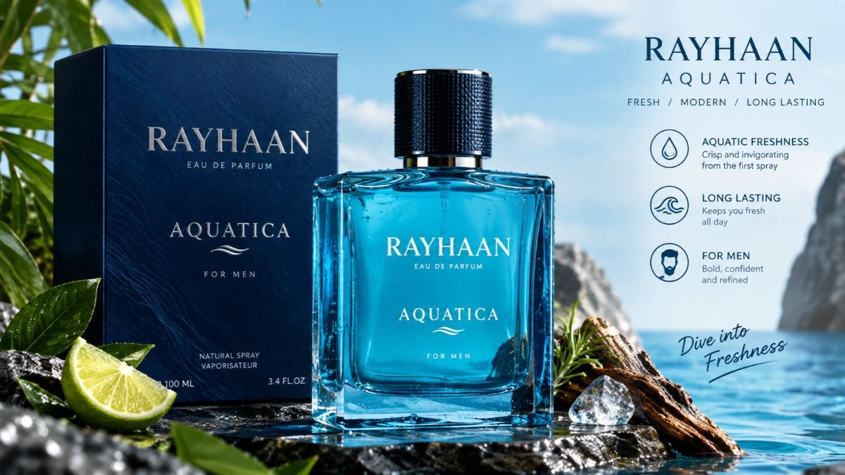 Rayhaan Aquatica Review perfume bottle and fragrance packaging
