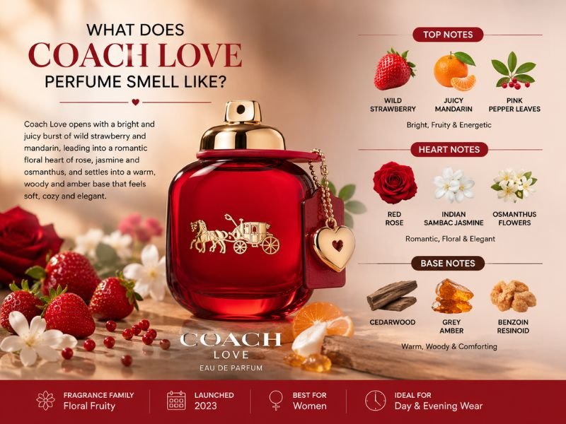 Coach Love Perfume fruity floral scent with strawberry and rose