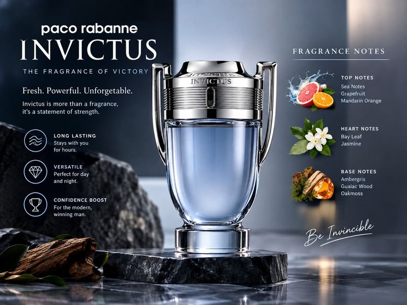 Paco Rabanne Invictus perfume bottle and fragrance design