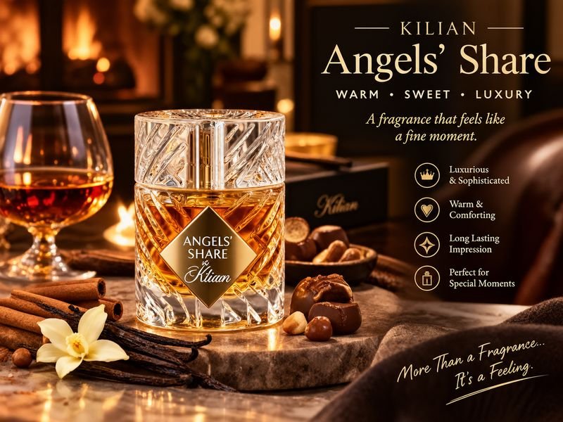 Angels’ Share scent profile with warm sweet and woody notes