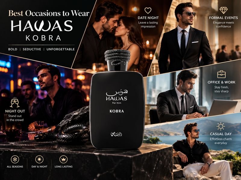Rasasi Hawas Kobra fragrance for evening events and social occasions