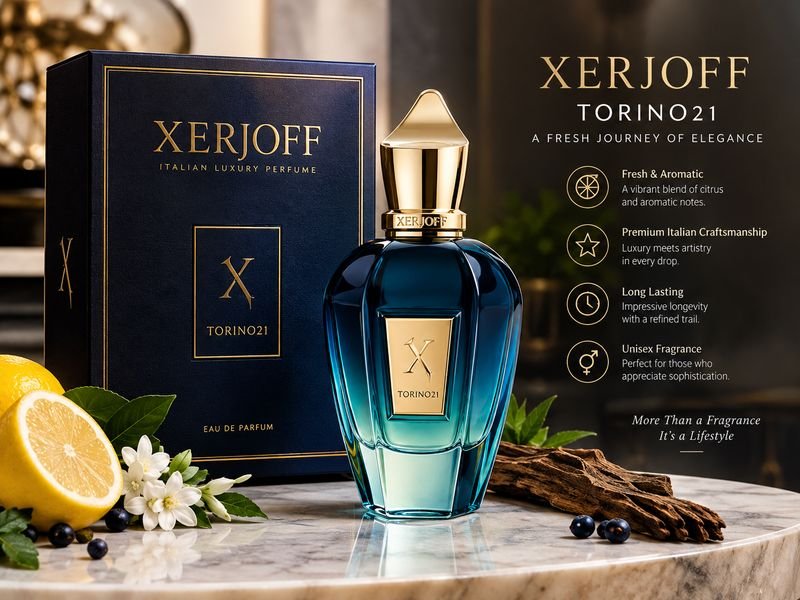 Xerjoff Torino21 bottle and luxury perfume packaging