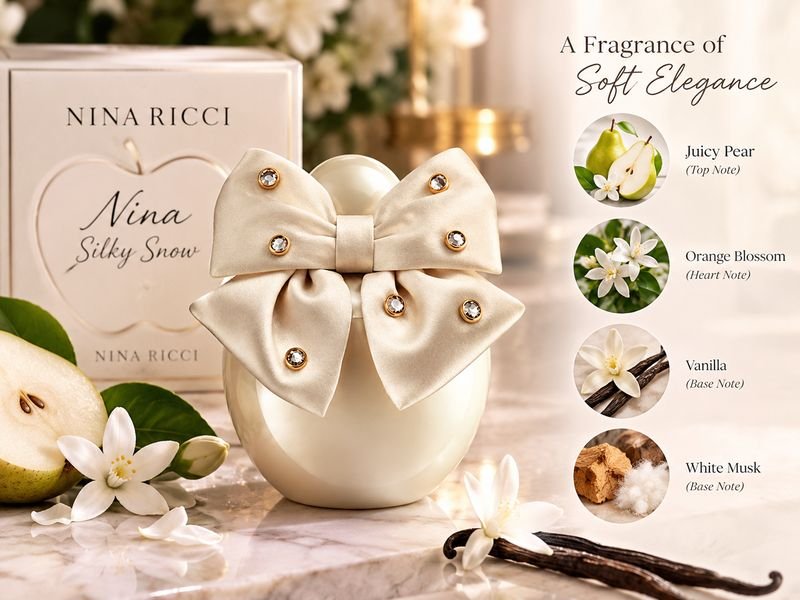 Toffee apple and lemon citrus inspiration for Nina Silky Snow fragrance