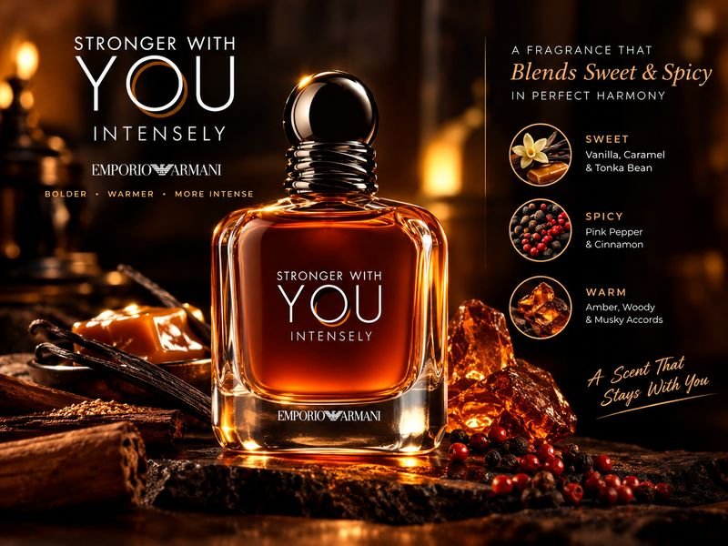 Stronger With You Intensely warm sweet spicy and amber woody scent profile